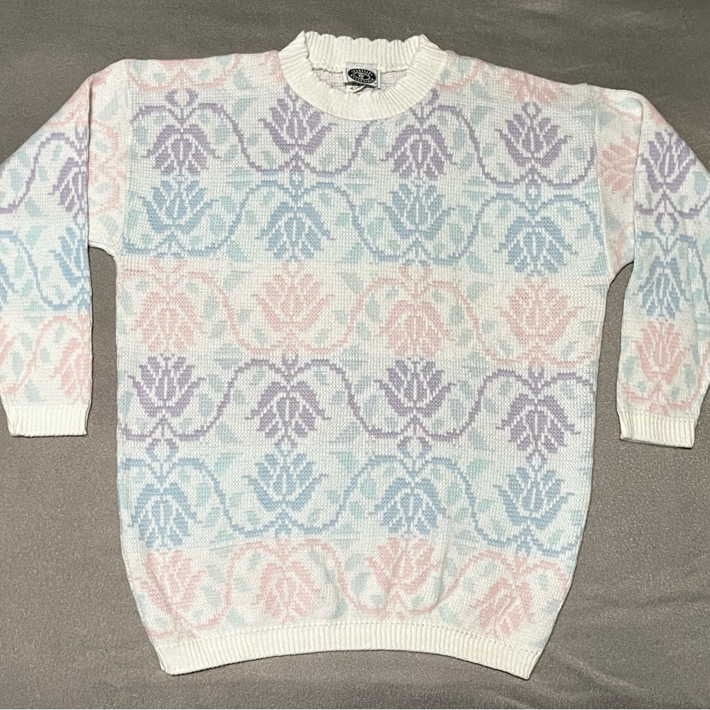 Vintage Classic Essentials Pastel Knit Sweater Fairy Kei 80s Made in USA